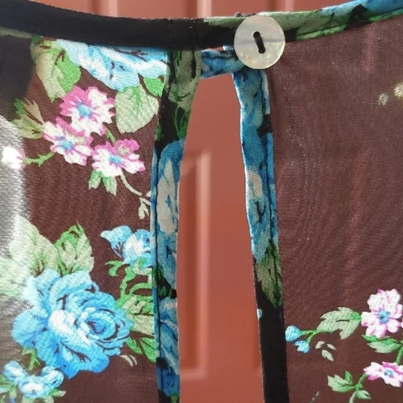 Show Me Your MuMu JOYCELYN Blue and Black Bishop Sleeve Sundress L - Picture 11 of 15